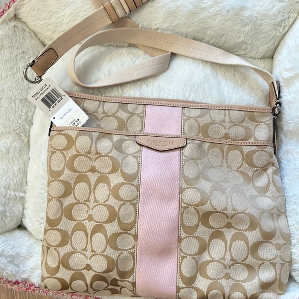 Coach beige/pink square bag